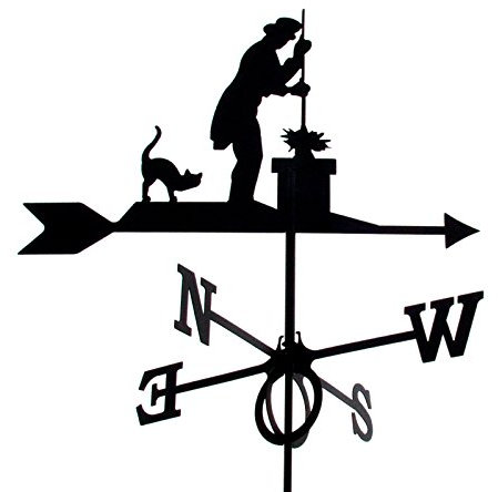 SvenskaV Veleta de viento grande, color negro, acero, 71 x 86 cm, carillón de viento