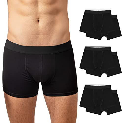 Snocks Boxershorts Herren Ohne Logo aus Bio-Baumwolle (6er Pack) - Atmungsaktiv und Ideal für Sport und Alltag - Kein juckendes Etikett - Unterhosen Herren - Gr.L, Farbe Schwarz