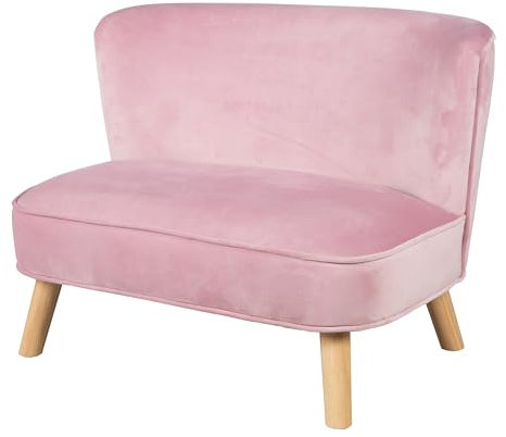 roba Kindersofa „Lil Sofa“ für Jungen und Mädchen, bequeme Kindercouch mit stabilen Holzfüßen und Samtstoff in der Farbe Mauve, Kinder-Sitzmöbel-Serie „Lil Sofa“ fürs Kinder- oder Babyzimmer