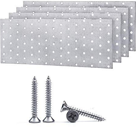 (Confezione da 4 pezzi) Viti incluse Piastra di giunzione connettore piatto in acciaio 120 x 300 x 2 mm