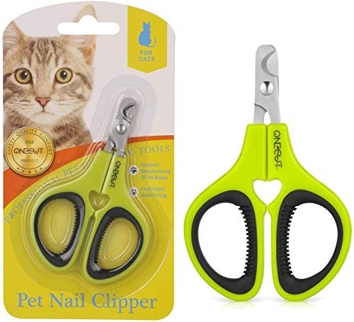 OneCut Krallenschere Katzen, Krallenschere für Hunde & Kaninchen mit Rutschfesten Griffen, Nagelknipser für Haustiere, Klauen Nagelknipser zum Trimmen am Katzen, Welpen, Kätzchen (Grün)