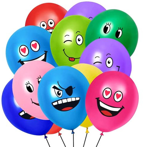 50 Stück Emotion Serie Latex Luftballons Bunt Party Luftballons Niedlich Lustig Luftballons für Party Dekorationen Cartoon Kindergarten Schulaktivität Ballon Party Dekoration(50)