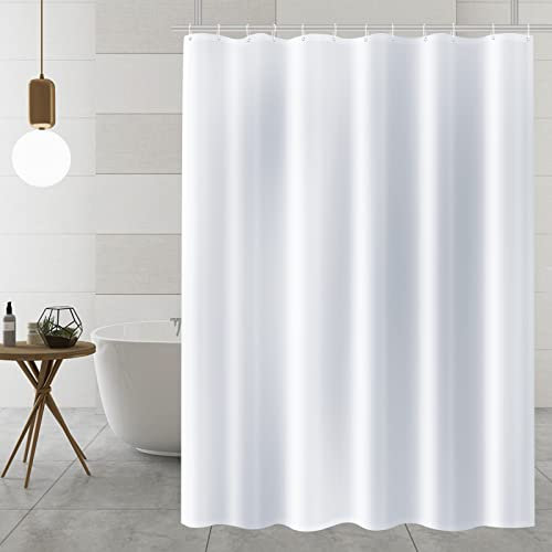 AiQInu Rideau Douche Tissu 180x180, Anti Moisissure Imperméable Lavable, Rideau Douche Blanc avec 12 Crochets pour Baignoire et Salle de Bain