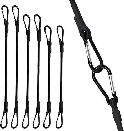 SDTC Tech 6-Pack 18, 24, 36 Bungee Cords with Carabiner Hooks Black