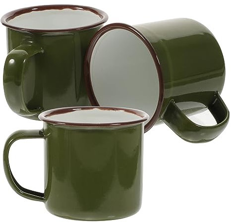 Healvian Retro Enamel Wine Glass Set of 3 Vintage Style Enamel Mug Cups for Coffee Tea Water Drinks Home Party Use