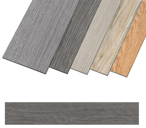VA-Cerulean PVC Revestimiento de suelo de vinilo, laminado, antideslizante, resistente al agua, autoadhesivo, 2,51 m², 91,44 x 15,24 cm, espesor 2 mm (18 piezas, tipo B)