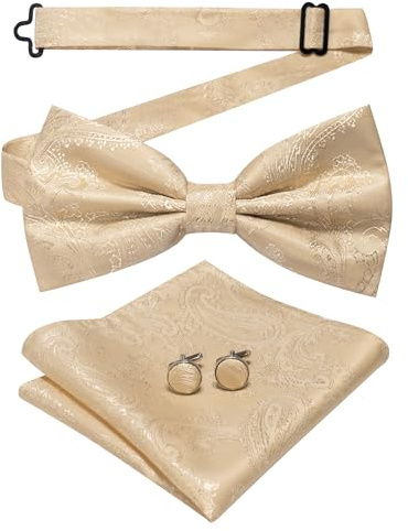 JEMYGINS Herrfluga med cashewblomdesign retrodesign med manschettknappar och näsduk