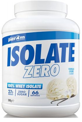 Per4m Isolate Zero Premium Whey Protein Powder | Superior Flavour Ultra Filtered + Amino Acids | Fast Absorbing Zero Sugar Gluten Free Shake for Lean Muscle & Recovery (2kg, Vanilla Creme)