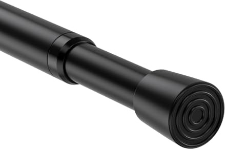 Barra de tensión negra para cortina de ducha, barra telescópica extensible de 68 a 100 cm, sin taladro, para cortinas de red, armarios, ropa