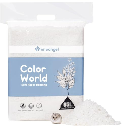 Niteangel Aspen Literie pour Hamster Nain syrien, Gerbille, Souris, Rat, Lapin, Cochon d'Inde, Chinchilla, hérisson ou Autres Petits Animaux de Compagnie (65 l, Papier Blanc)