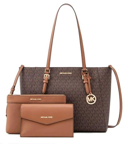 Michael Kors Charlotte Große 3-in-1 Tote Crossbody Handtasche aus Leder (Braun), Braun