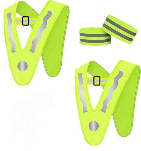 Gilet di Sicurezza per Bambini, 2 Pezzi con 2 Nastri Riflettenti, Giubbotto Riflettente per Corsa, Ciclismo, All'aperto, Gite