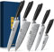 HOSHANHO 5-Teilig Messerset, Kochmesserset Professionelles Pulverstahl Chefmesser Set, Ultra Scharfes Japanisches Küchenmesserset mit Ergonomischem Pakkawood-Griff