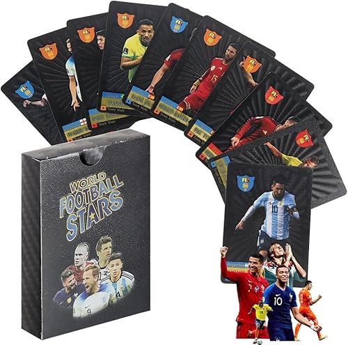CLIUNT Premier League Collectible Football Cards, 55Pcs Black Foil Champions, Euro, Top Cards