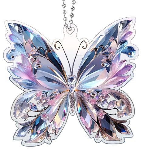 Palaufr Ornements de Papillon pour Arbre, Papillon cristallin | Catcher du Soleil Animal | Decoration Arc-en-Décoration Paillette 2D Animal Volant intérieur pour Les Femmes