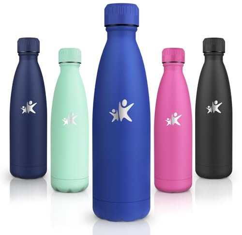 Motswedi Gourde Isotherme, 500 ml Anti-Fuite, Gourde Enfant, sans BPA, Bouteille Isotherme, 24h Froid & 12h Chaud, Gourde Inox, Gourde Isotherme Enfant pour Randonnée, Sport, Fitness, Gym, Bleu Marine