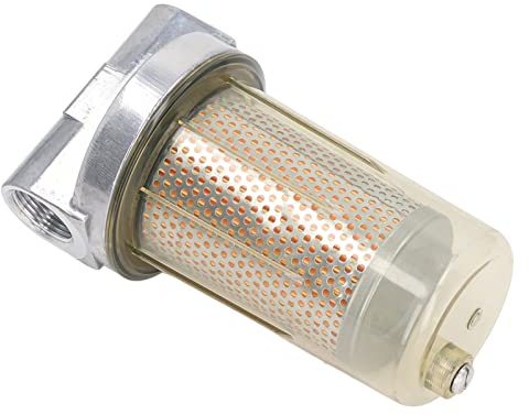 Aumotop Filtro Carburante da 30 Micron con Involucro Trasparente, Accessorio in Acciaio Legato, per Benzina, Olio Combustibile, Biodiesel e Altri Carburanti, Previene Contaminanti,