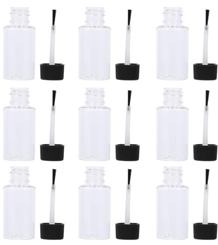 HONITANO 20 St Nagellackflaskor Återfyllningsbara Plastflaskor med Borste och Svart Lock Transparent Förvaring för Nagellack Praktiska och Bärbara för Resor och Utomhusbruk