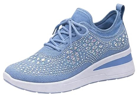 Generiska skor, sommar, damer, vita slip-skor, sommarskor med kilklack, damer, fritidsskor, strass, glitter, sneakers, fashionabla promenadskor, halvskor, nät, ventilerande snörskor
