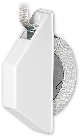 Mini-Halbeinlass-Gurtwickler 'Dimo' mit Abdeckhaube, Farbe: weiß, inkl. Gurt 15 mm x 5 m Länge, Gurtfarbe: grau, Lochabstand: 135 mm, von EVEROXX®