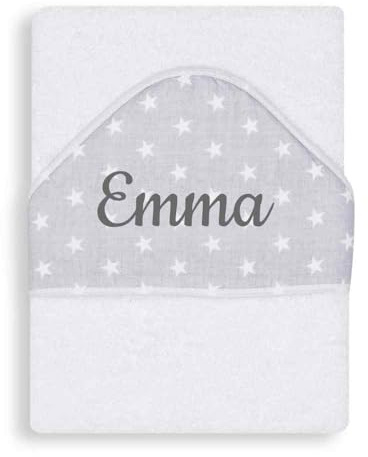 Danielstore Capa de Baño Bebé Personalizada con Nombre Toalla 100x100 cm 100% Algodón con Capucha Suave Absorbente Recién Nacido Baby Shower Bautizo Niña Niño Estrellas