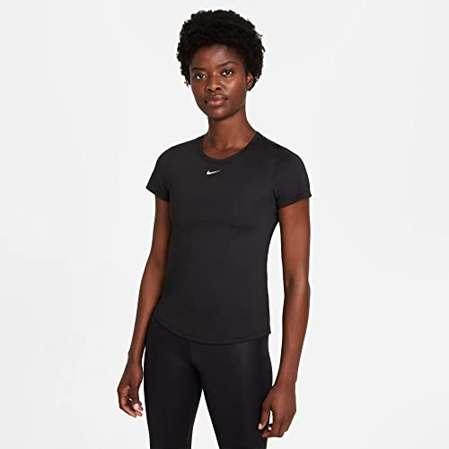NIKE Women's W Nk One Df Slim Top T Shirt, Black/White, L UK