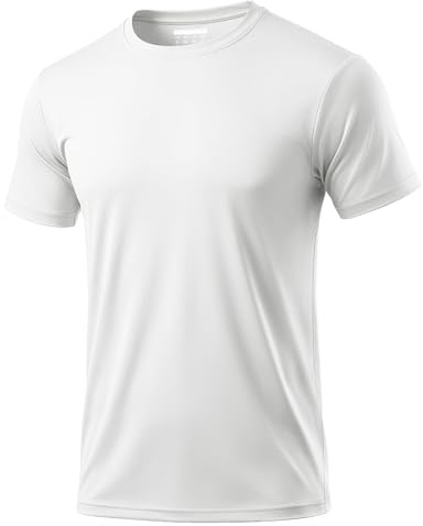 MAGCOMSEN Men's T Shirts UV Swimming Rash Vest Short Sleeve Tops Summer UPF 50+ Quick Dry Running Sports Activewear Tee Shirt White,XL