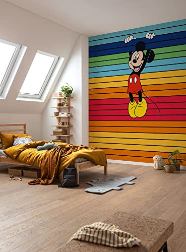 Komar Non-Woven Photo Wallpaper - Mickey Magic Rainbow - Size 300 x 250 cm (Width x Height) - Disney Children's Room Wallpaper