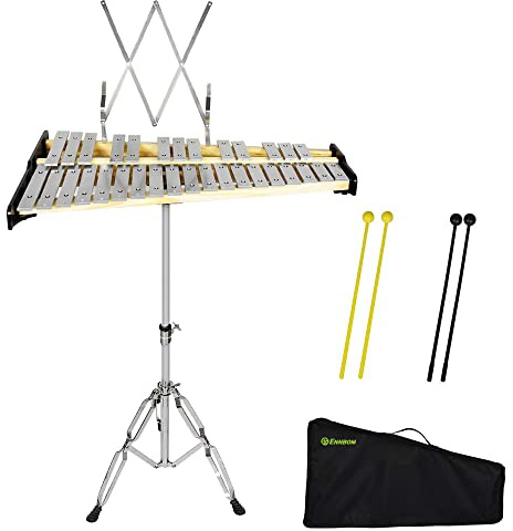 ENNBOM 32 Note Natural Glockenspiel-kit, Xylofon med justerbart stativ, professionellt slagverksinstrument set (32 noter)