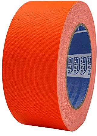 ACIT Cinta de tela fluorescente, 50 mm x 25 m, cinta de tela reforzada,Gaffer, fluorescente, reparación, fijación y embalaje de alta estanqueidad (Naranja)