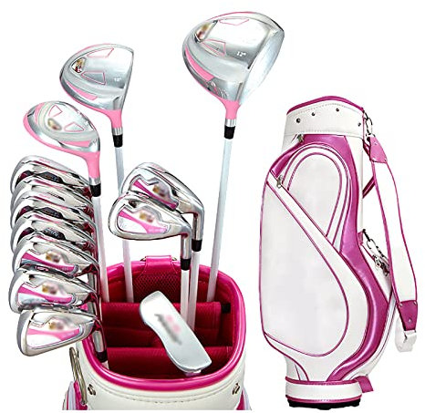 Damen-Golf-Set, Golfschläger-Set, Golf-Standardtasche und Golfschläger-Einsteiger-Komplett-Set, Edelstahlschaft, 13-TLG