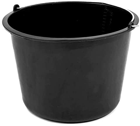 Cubo de mortero de construcción, 16 L, 34 cm, color negro
