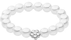 Purelei® Shiny Bloom Ring (Gold, Silber, Rosegold), Wasserfester elastischer Damenring aus Perlen, mit Seashell Perlen, Anxiety Fidget Ring, Verschiedene Grössen (Silber, M/L)