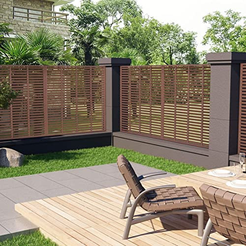 Iiaky LoU Ver Fence WPC 180x180 cm Brown,Garden Outdoor Patio Terrace Replacement Horizontal Slatted Screen Privacy Fence Panel Without Post WPC