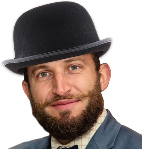Sombrero de copa para hombre, sombrero de disfraz de esmoquin, sombrero de cochero,sombrero Derby de bombín negro clásico,accesorio de disfraz de Halloween de fieltro para adultos y adolescentes