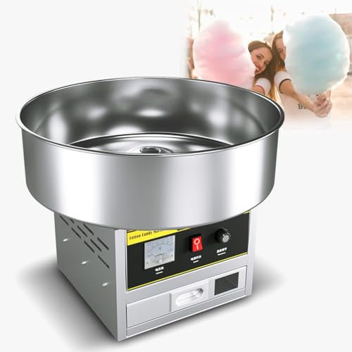Kommersiell Sockervaddsmaskin, Elektrisk Sockervaddsmaskin i Rostfritt Stål, Justerbar Temperatur, för Barn, Hem, Fest, Födelsedag, Festival,Silver