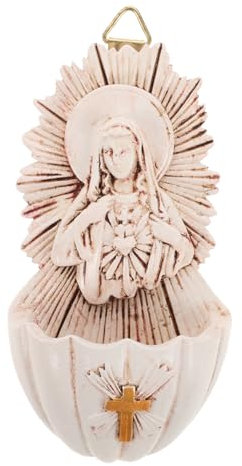 ULTECHNOVO Bénitier Mural Résine Pour Décoration Murale Catholique Bénitier Mural Église Décoration Murale Église