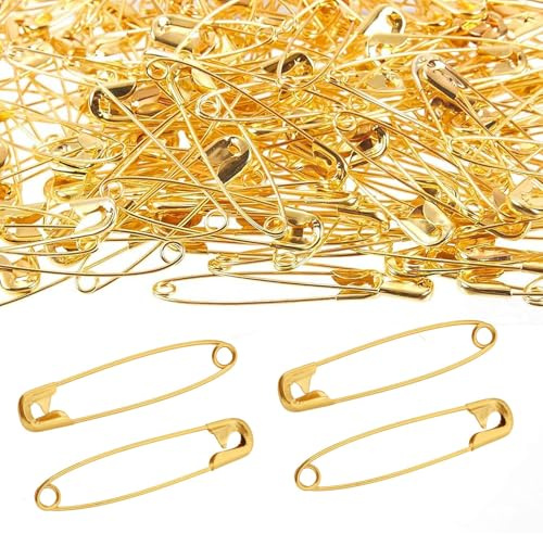 100 Pcs Safety Pins, 0.75Inch/19mm Safety Pins for Clothes, Gold Small safety Pin, Mini Nickel Plated Stainless Steel Small safety Pin, for Art Crafting,Sewing,Jewelry Making.(Gold)