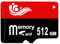 Locpof Scheda SD 512GB - Scheda di Memoria ad Alta Velocità Resistente a Acqua/Temperature Estreme SD Card Compatibile con Fotocamere Digitali, PC e Dispositivi Android，Design Rosso/Nero