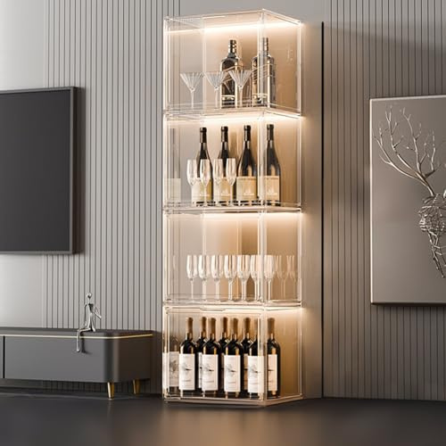 Hynbdes Vitrine à Alcool en Acrylique, Meuble de Rangement pour Bouteilles d'alcool, Armoire à vin de Rangement,étagères de Rangement pour la Cuisine, Le Bar et la Cave.