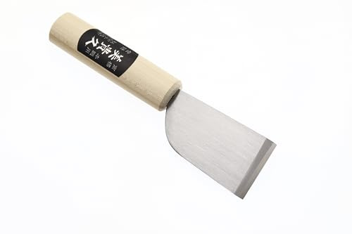 Cocktail7 Coltello da Parare la Pelle Giapponese con Manico in Legno e Lama piatta, Strumento Taglio Diradmento Pelle Pelletteria Acciaio Blu Finitura Lucida Prodotto in Giappone (Lama 4,2 cm)