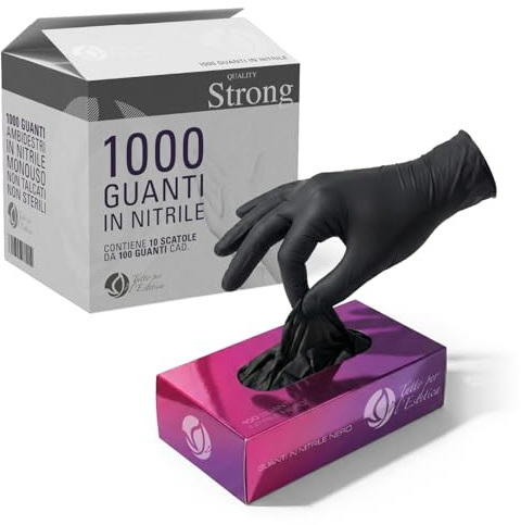 Guanti Nitrile M Neri Monouso - 1000 PEZZI - Guanti in Nitrile Senza Polvere, Anallergici - Guanti Usa e Getta Nitrile Resistenti per Uso Professionale, Estetista, Pulizie | Superficie Microruvida