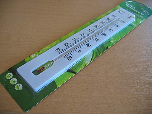 Garden Thermometer Large In White Plastic, New