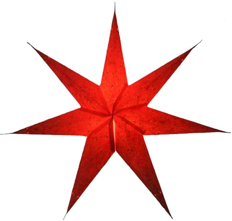 GURU SHOP hopvikbar adventslampa/pappersstjärna/julstjärna, 60 cm – Ikarus-röd, stjärna, fönsterdekoration