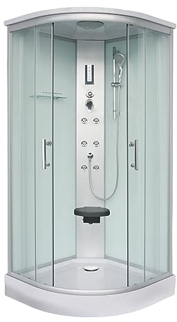 Cabina de ducha completa SCALA - 90 x 90 x 215 cm - con radio, 2 puertas correderas, ducha con alcachofa y ducha, chorros de masaje, ducha completa