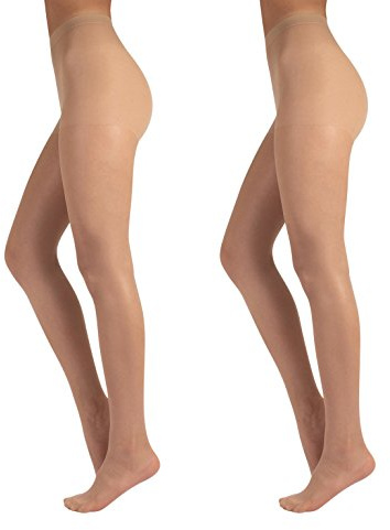 CALZITALY LOT DE 2 COLLANTS VOILE 20 DEN | COLLANT TRANSPARENT AVEC CULOTTE RENFORCÉE | NATUREL, NOIR, BLUE | S, M, L, XL, XXL | FABRIQUÉ EN ITALIE | (XXL, NATUREL)
