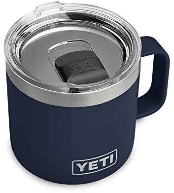 YETI Rambler 14 oz Mug, Vacuum Insulated, Stainless Steel with MagSlider Lid, Navy