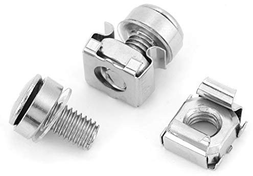 Tuerca de tornillo para gabinete de red, 20 piezas M5 * 16 M5 * 20 M6 * 16 M6 * 20 Kit de surtido de tornillos y tuercas enjauladas, tuerca de jaula para rack de gabinete de red(M5 * 16 (20 piezas))