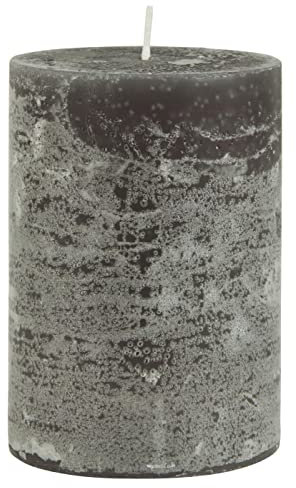 ukiyo Bougie pilier rustique - Hauteur : 10 cm - Diamètre : 7 cm - Différentes couleurs - Durée de combustion : 35 heures - Décoration de Noël - Couleur : gris foncé