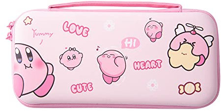 PERFECTSIGHT Switch Carrying Case for Nintendo Switch OLED Travel Carry Case with 12 Game Card Slots, Inner Protective Storage Bag for NS Console & Accessories (Pink KB, Switch and Switch OLED)